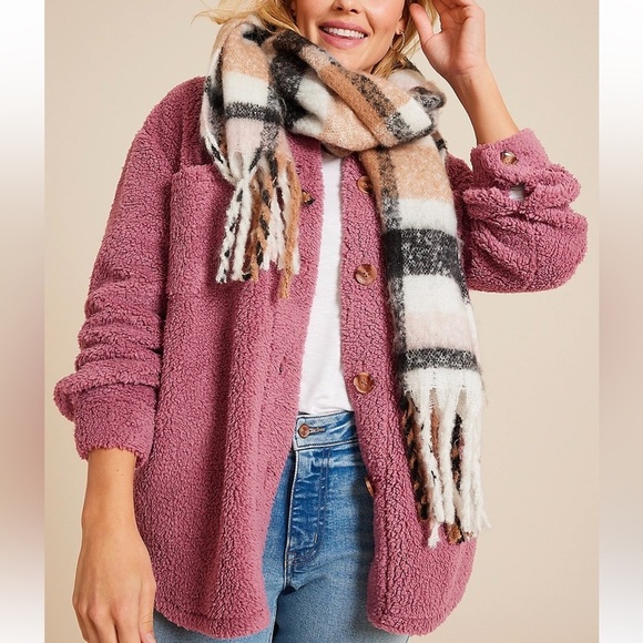 (NWT) Maurices Women’s Cozy Sherpa Shacket in Rose Fog, XXL - Picture 2 of 14